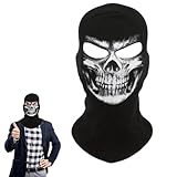 Pasamontañas de calavera,Mascher Morte,Maschera Ghost Call Of Duty,Sottocasco Teschio De Cabeza De Halloween,Ski Mask,Passamontagna Uomo Ghost,Caldo e Resistente Al Vento,Negro