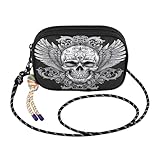 CHIFIGNO Bolso cruzado pequeño para mujer, bolso cruzado gótico de calavera con correa ajustable para mujer