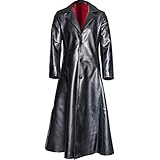 Gabardina para Hombre Abrigo de Cuero de Moda Negro de Manga Larga Abrigo gótico de Piel sintética Chaquetas Motera con Solapa de Moda Retro Abrigo Largo Chaqueta de Cuero sintético Talla Grande