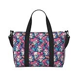 Novastar - Bolsa de mano para portátil para mujer, trabajo, diseño de hojas de calavera de flores, coloridas bolsas de fin de semana para mujer, viajes, bolsa de gimnasio para mujeres y hombres
