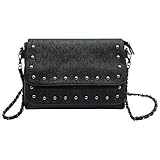 Ro Rox Mujeres Tachonado Cráneo Bolso Bandolera Punk Gótico Tachuelas PU Bolso (Vega - Calavera y tachuelas)