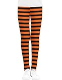 Kiench Leggings largos elásticos para niña, 1 Halloween: Naranja Negro Rayas, 104-110 cm