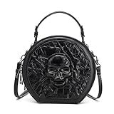 Dajingkj Bolso gótico vintage de piel sintética con diseño de calavera, bolso bandolera multifuncional para colgar, Bolsa de concha 3d calavera