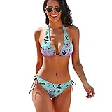 Conjunto de bikini de 2 piezas para mujer, trajes de baño triangulares halter, bikini de corte alto, traje de baño moderno, Cráneo, XXL