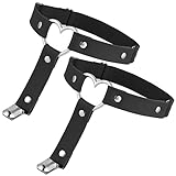 2 Piezas Ligas de Pierna de Cuero Liga Gótica Punk con Corazón Negro Clip Antideslizante Ajustable Accesorios de Fiesta de Cosplay de Carnaval de Halloween para Mujer