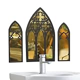 Espejos góticos para pared, paquete de 3 espejos góticos espeluznantes vintage, espejos rústicos de ventana de catedral, espejos decorativos, decoración de muebles góticos para dormitorio y baño