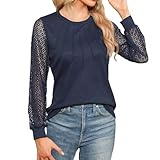 Camiseta de manga larga para mujer, jersey de punto suelto, blusa, leggings, calavera, mujer, marine, XL