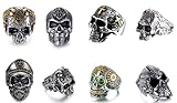 Generisch 5 anillos de calavera de plata gótica, para hombre y ciclista, talla 62 (19,80), Zinc