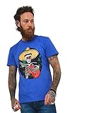 Joe Browns Camiseta Mexicana con Estampado gráfico de Calavera del Día de los Muertos Camisa, Azul, L para Hombre