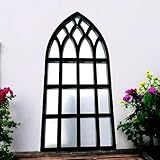 Espejo de pared gótico con arco de catedral, marco negro, espejo decorativo grande estilo ventana, 80 cm x 35 cm