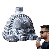 Cabeza de calavera gritando, juguete divertido con cabeza de calavera - Juguete de estatua de cabeza de calavera con silbato de terror,Cráneo de cabeza de esqueleto humano realista, decoración de mesa