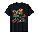 Dinosaurio Cinco de mayo calavera de azúcar con sombrero mexicano Camiseta
