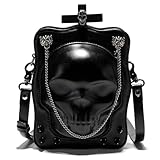 Uqezagpa Bolso cruzado de Halloween con estampado de calavera, bolso de fiesta de piel sintética, adecuado para varias ocasiones, compartimentos interiores para organización