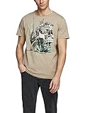 Jack & Jones - Camiseta de manga corta para hombre, de cuello redondo, diseño de estampado de calavera con flores Gris (Crockery Raf Fit:Slim) M