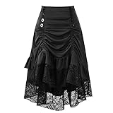 Falda victoriana steampunk para mujer, vestido gótico vintage, talla grande, disfraz de cosplay, Negro, M
