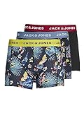 JACK & JONES JACFLOWER Bird Trunks 3 Pack Noos Bxer, Surf The Web/Detail:Black-Black, M para Hombre