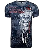 Subliminal - Camiseta de hombre con estampado de calavera de cuello redondo BX105, Negro , M