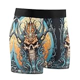 KAAVIYO Genial Calavera Luna Calzoncillos Tipo Bóxer Suaves Transpirables para Jóvenes Hombres(2Pack)