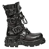 New Rock M.391-S18 Botas Negras Reactor Unisex Metálicas Estilo Motorista Gótico Punk 40