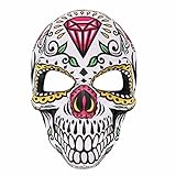 Máscara de calavera espeluznante con estampado de calavera mexicana, máscara de Halloween, disfraz de Halloween, disfraz de día mexicano del día muerto, cosplay, estampado de calavera de miedo para