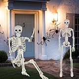 BEKKLPOU 2 Piezas Esqueleto De Halloween, 40 Cm Posable Juguetes De Esqueleto Decoración De Calavera con Articulaciones Móviles Estatua Realista De Esqueleto, para Decoración De Fiesta De Halloween