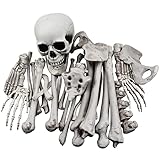 XONOR 28 Piezas de Esqueleto de Huesos y Calavera para decoración de Halloween o Cementerio escalofriante decoración de Suelo