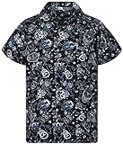 V.H.O. Funky Camisa Hawaiana, Skull, Grey, XS