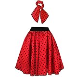 ILOVEFANCYDRESS Falda Polka ROJA con Puntos Negros Estilo 1950S con Bufanda para NIÑAS