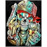 5D DIY Square Diamond Painting Piedras Cuadradas Cráneo Skull Calavera 30x40cm Kit de Punto de Cruz Diamantes Cuadrados para adultos Pintura Diamantes Pintura por Números Diamond Art Family Ornamentos