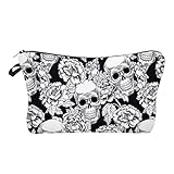 Bolsa De Maquillaje De Calavera - Soporte De Maquillaje De Terror, Skeleton Pouch De Impermeable | Carrier De Belleza Con Cremallera, Caja De Tocador Impreso, Portero De Accesorios Para Eventos De Via