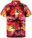 V.H.O. Funky Camisa Hawaiana, Surf, Rojo, L