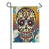 Wewe Dia De Los Muertos - Bandera de jardín con calavera de México, 28 x 40 pulgadas, bandera de patio para fiesta, hogar, decoración de jardín al aire libre