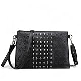 Ro Rox Bolso de mano tachuelas de calavera - Minibolso de noche estilo punk gótico negro