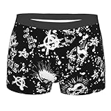 DRTGEDS Calzoncillos tipo bóxer de calavera punk blancos, absorben la humedad y son transpirables, ropa interior para hombre, Negro, M