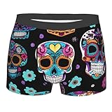 Longzehao Calzoncillos tipo bóxer para hombre, con estampado de calavera de azúcar, de microfibra, ajuste elástico, para uso diario, NEGRO, S