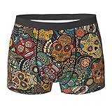 ERTTNT Calzoncillos para hombre con estampado de calaveras de azúcar, ropa interior elástica transpirable para mayor comodidad, ropa interior para hombre a granel, Negro -, X-Large