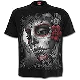 Spiral - Skull Roses - Camiseta con Estampado Frontal - Negro - M