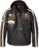 URBAN 5884 Chaqueta Moto Hombre en Cuero 58 Gents | Cazadora de Moto de Piel de Cordero | Armadura Removible para Espalda, Hombros y Codos Aprobada por la CE | Marrón | 3XL