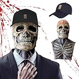 Herspany Mascara de Calavera de Halloween,Mascaras terror de Calavera,Máscara de Calavera de Cabeza Completa,Máscara de Terror con 3D de látex con Sombrero,para Cosplay Fiesta de Halloween