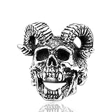 TAOYATAO Anillo de acero inoxidable 316L, diseño de calavera de una antigua cabra roja Biker Mens Fashion Jewelry Anillos Punk Skull Circle Ring The Premium Fashion Ring for Man (n.º 7)