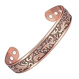 Pulseras magnéticas de cobre antiguo de 7.5 pulgadas para hombres, pulseras anchas de cobre, regalo de San Valentín para él, pulsera de cobre ajustable