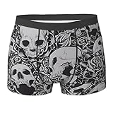 Calzoncillos tipo bóxer para hombre con diseño de calaveras oscuras, ropa interior elástica de algodón de primera calidad que absorbe la humedad, ropa interior de viscosa de bambú suave y cómoda,
