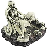 SOAREO Cenicero de resina con calavera humana para decoración de Halloween de miedo, calaveras decorativas, figuras de esqueletos para accesorios de bar, decoración de habitación de fumadores (on)