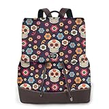 Mochila de piel con estampado de calavera mexicana, moderna, elegante, versátil para mujer, Negro -, Talla única