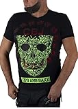 Cipo & Baxx CT545 - Camiseta de manga corta para hombre, diseño de calavera con brillantes Negro M