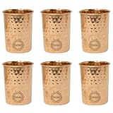Fashnkart Juego de 6 vasos de cobre puro para beber agua, salud ayurvédica, 300 ml (martillado)