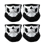 SEFIRST 4 Piezas Pasamontañas de Calavera, Pasamontañas Hombre, Braga Cuello Hombre, Mascarilla Multifuncional para Adultos Moto Esquí Deporte Ciclismo Hallowmas Fiesta de Disfraz, Negro