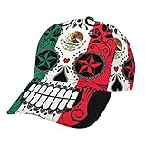 通用 Gorra de béisbol Gorra Snapback Sombrero para hombres y mujeres Unisex - Hip Hop Summer Trucker Cap, Bandera de México con calavera de azúcar, color negro, Talla única