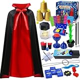 PATIFEED Kit de Magia, Juego de Magia con Disfraz de Mago para Niños, Trucos de Magia para Niños de 6 7 8 9 10 11 12 Años