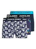 Jack & Jones Jachanni Skulls Trunks-Juego de 3 Figuras de Calaveras Calzoncillo, Riviera/Paquete: Bellwether Blue-Navy Blazer, L para Hombre